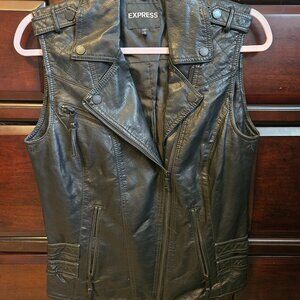 Express black faux leather vest